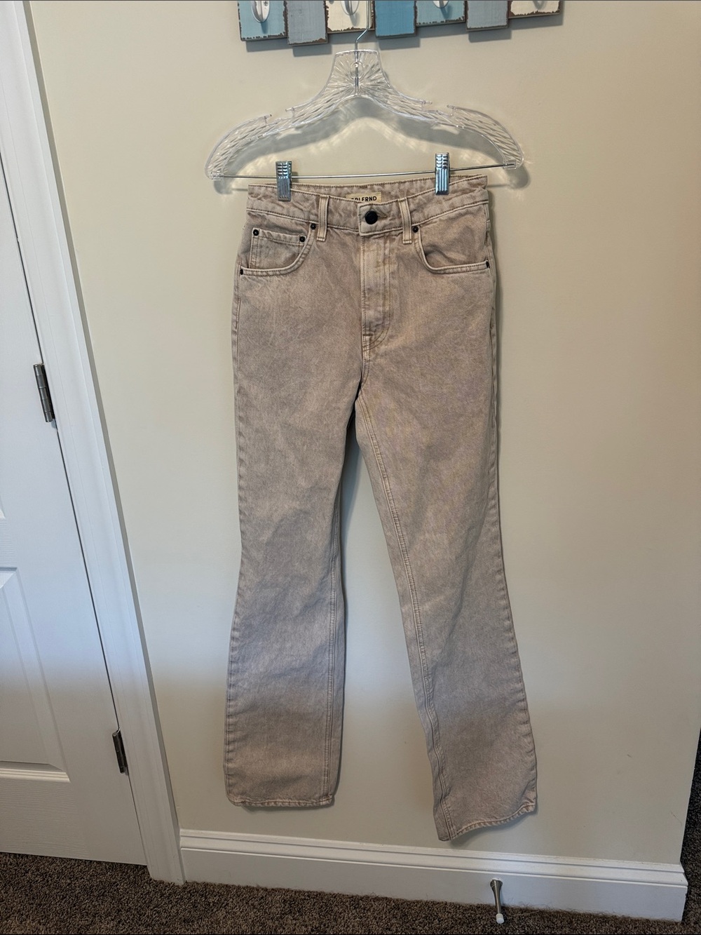 GRLFRND Women’s The Melanie High-Rise Boot Cut Tan Washed Jeans / Size 24